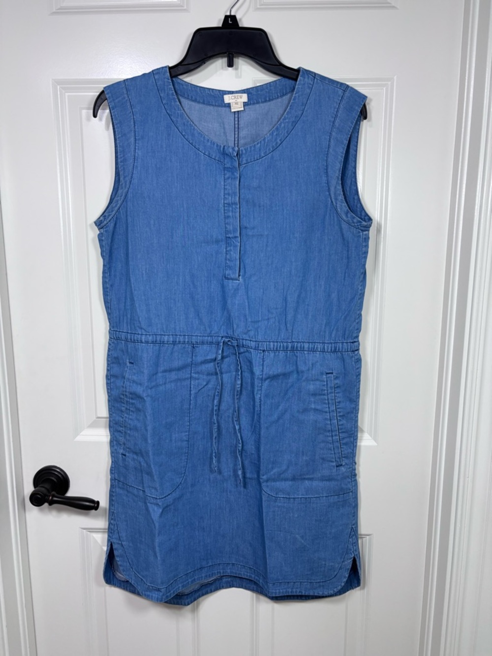 J.Crew Drapey Chambray Blue Sleeveless Drawstring Dress Women’s XS